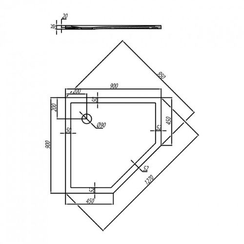 Душевой поддон из искусственного камня Aquaton Калифорния 1A714836CA010 90х90 белый - фото 4