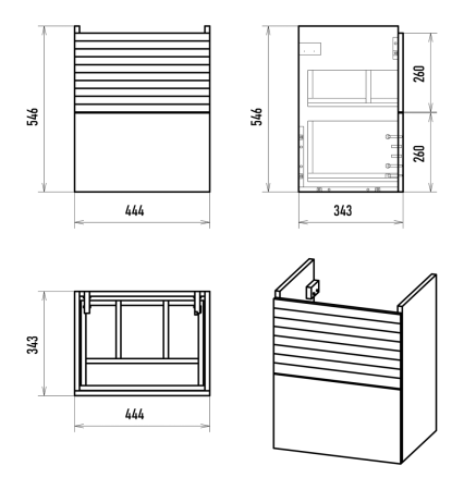 Тумба под раковину Misty Форест Э-Фор-09050-0219-2Я 40х30 подвесная цвет коричневый/серый