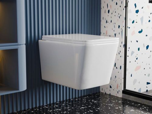 Унитаз подвесной Abber Rechteck AC1201T белый с сиденьем микролифт безободковый смыв торнадо - фото 3