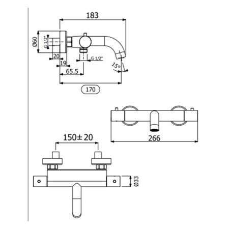 Смеситель для ванны Carimali 21615-CR настенный хром