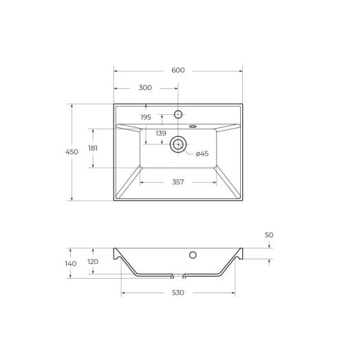 Раковина из искусственного камня BelBagno BB600/450-LV-MR-AST 60х50 накладная цвет белый 1 отверстие под смеситель - фото 2