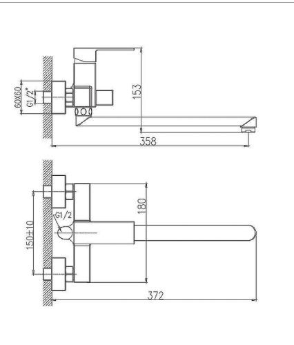 Смеситель для ванны и душа Haiba HB191 HB22191 настенный хром - фото 2