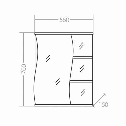 Зеркало-шкаф СанТа Волна 101009 60х70 подвесной цвет белый - фото 3