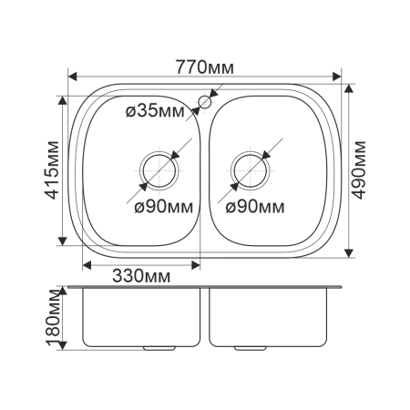 Кухонная мойка Melana 229 ti (*7) 75х50 цвет хром поверхность полированная