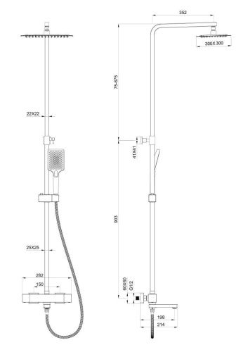 Душевая стойка Wonzon & Woghand WW-88739901-CR настенная цвет хром с термостатом - фото 2