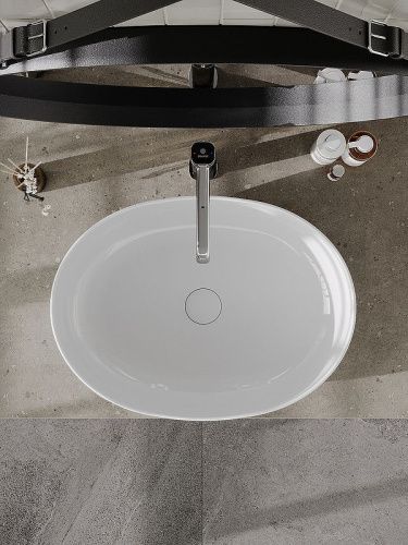 Раковина из сантехнического фарфора Orange B05-520W 50х40 накладная цвет белый - фото 4