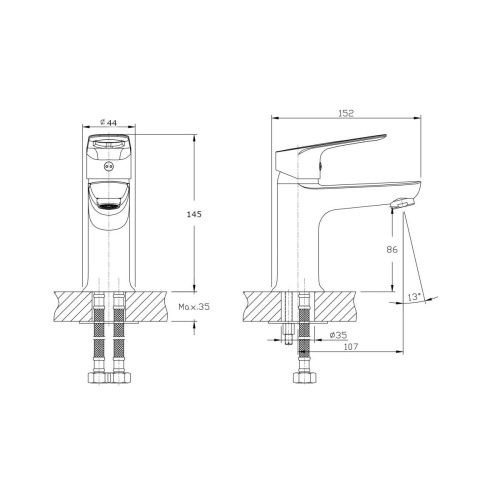 Смеситель Rush Edge ED7735-11 на раковину хром - фото 2