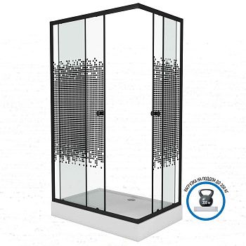 Душевой уголок Niagara Eco _0181452Q 100х80 стекло с рисунком профиль черный с поддоном