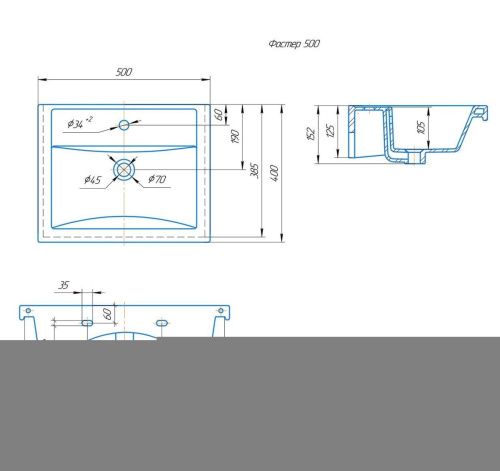 Раковина из сантехнического фарфора Kirovit Фостер 15845 50х40 накладная цвет белый - фото 5