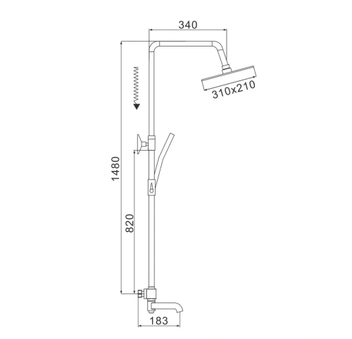 Душевая стойка Rose R3536H настенная цвет черный с термостатом - фото 3