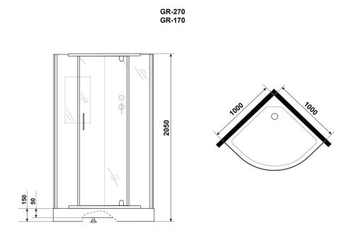 Душевая кабина Grossman Classic GR170 100х100 четверть круга без крыши ориентация универсальная - фото 4