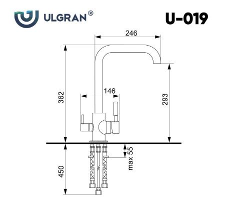 Смеситель для кухни Ulgran Classic U-019-310 на мойку серый