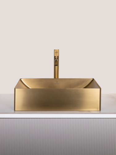 Раковина из нержавеющей стали AltroBagno Futuro AltroBagnoFuturo001013OrSp 50х30 накладная цвет золото - фото 2