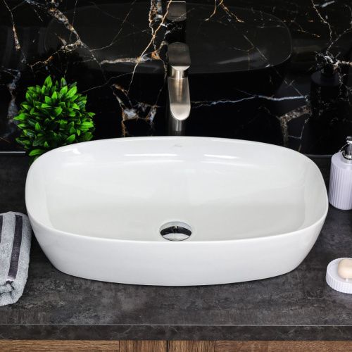 Раковина из сантехнического фарфора Melana 78329-805 60х40 накладная цвет белый без отверстий под смеситель - фото 3