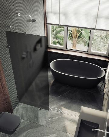 Душевая перегородка Maybah Glass MGD-272-4 90х195 стекло тонированное профиль хром