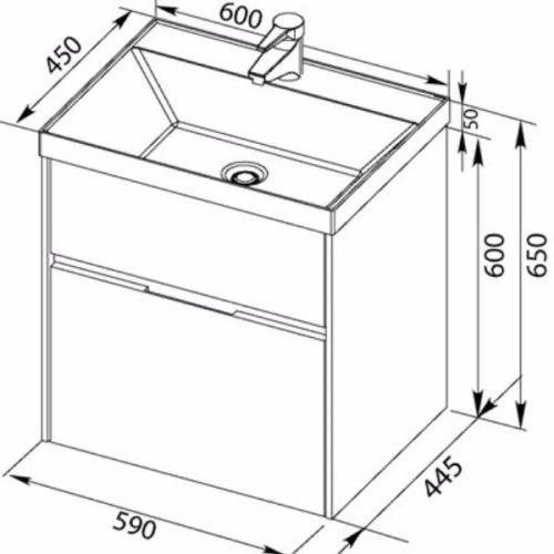 Раковина из искусственного камня Aquanet Орлеан 00179393 60х50 полувстраиваемая цвет белый 1 отверстие под смеситель - фото 2