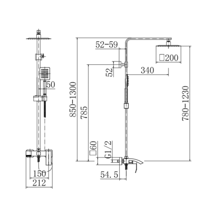 Душевая стойка Fashun A52418-21 настенная цвет бронза