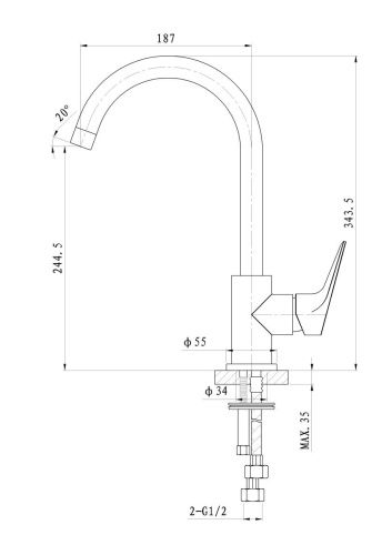 Смеситель для кухни Wonzon & Woghand Balance WW-052101-CR на мойку хром - фото 5