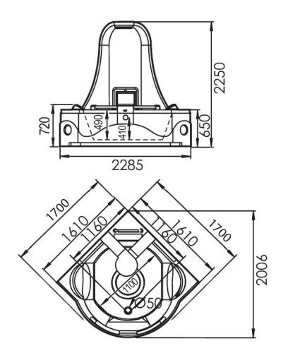 Ванна акриловая гидромассажная Gemy G9070 O 170х170 угловая четверть круга с каркасом - фото 4