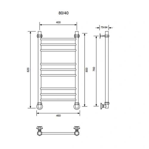 Полотенцесушитель водяной Veconi Voga V8040GR 40х80 серый - фото 3