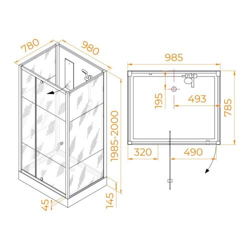 Душевая кабина RGW Andaman 411320780-95 80х100 прямоугольная без крыши ориентация универсальная - фото 2