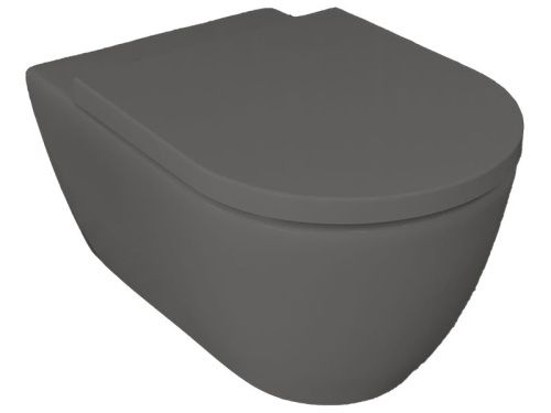 Чаша унитаза подвесная Hatria FUSION A0Y1CC08 цвет серый без сиденья безободковая душевой смыв - фото 2