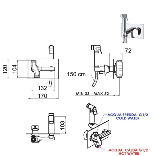 Гигиенический душ со смесителем Remer D60 хром - фото 2