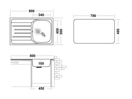 Кухонная мойка Ukinox Гранд GRP800.500 -GT8K 2L 80х50 цвет хром поверхность полированная - фото 3