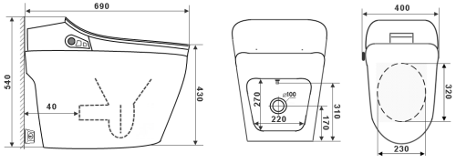 Электронный унитаз-биде напольный Timo TE-721 белый с сиденьем микролифт безободковый каскадный смыв - фото 2