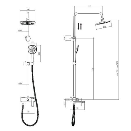 Душевая стойка Rush ST4235-40 настенная цвет хром