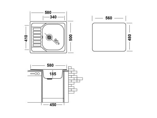 Кухонная мойка Ukinox Гранд GRL580.500 -GT8K 2L 50х60 цвет нержавеющая сталь поверхность полированная - фото 3