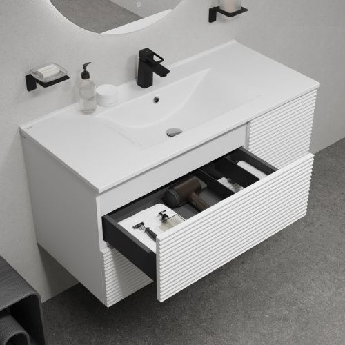 Тумба с раковиной Iddis Bild BIL10W0i95K 100х50 подвесная цвет белый - фото 4