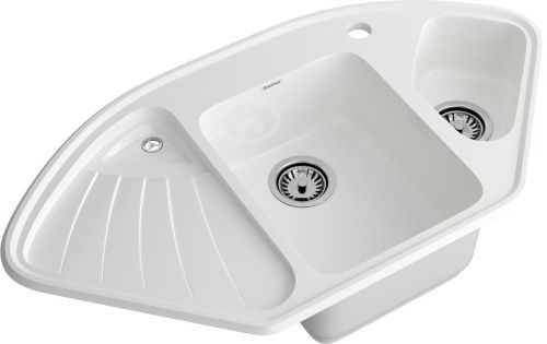 Кухонная мойка Granfest Corner C-1040E иней 105х55 цвет белый поверхность матовая - фото 2