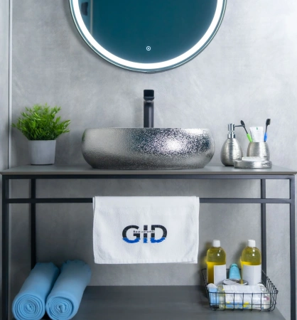 Раковина керамическая Gid Lago 52235 50х30 накладная цвет хром без отверстий под смеситель