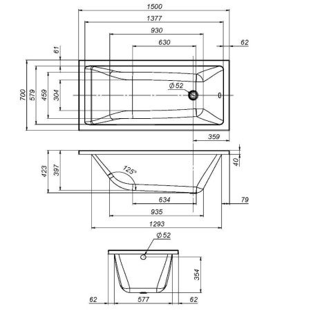 Каркас для ванны Am.Pm Gem W93A-150-070W-R