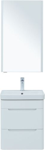 Комплект мебели: тумба с раковиной + зеркало-шкаф Aquanet София 00274191 50х50 подвесной цвет белый - фото 3