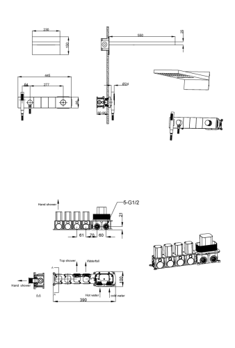 Душевая система Boheme Zodiac 132-CB встраиваемая в стену цвет медь - фото 2
