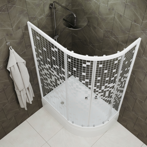 Душевой уголок Тритон Коралл Щ0000061782 120х80 стекло с рисунком профиль белый с поддоном - фото 5