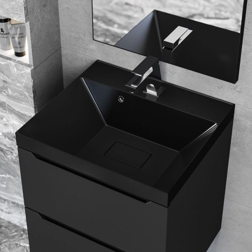 Раковина из искусственного камня Uperwood Classic New RClassicNew50bg 50х50 полувстраиваемая цвет черный - фото 2