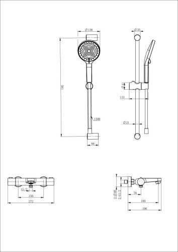 Смеситель для ванны Wonzon & Woghand WW-C2018-A-BG настенный золото с термостатом - фото 2
