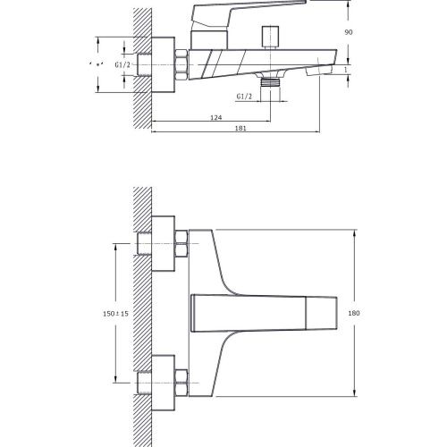 Смеситель для ванны Rush Thira TR3635-44Grey настенный графит - фото 2