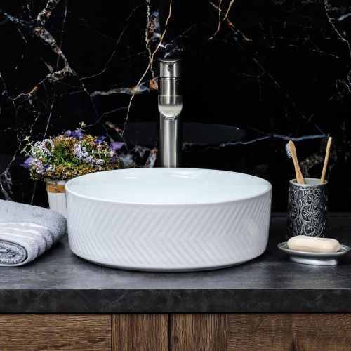 Раковина из сантехнического фарфора Melana 320339-805 40х40 накладная цвет белый без отверстий под смеситель - фото 4