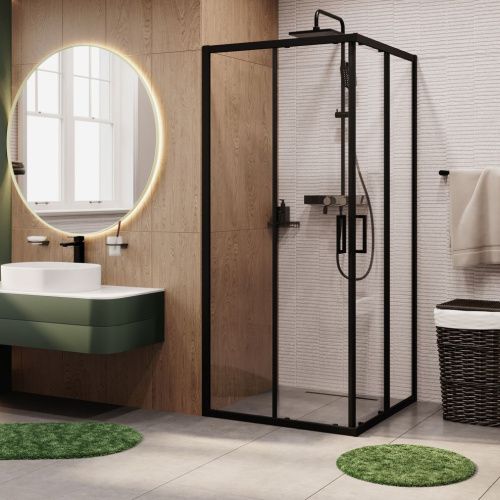 Душевой уголок Wasserkraft Dill 61S 61S03 90х90 стекло прозрачное профиль черный без поддона - фото 2