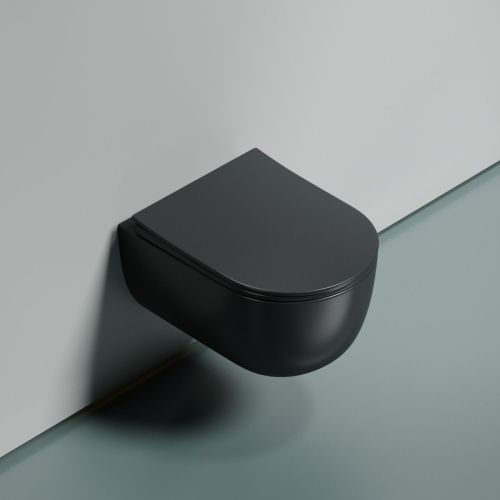 Унитаз подвесной Ceramica Nova MODENA CN6063MDH темно-серый с сиденьем микролифт безободковый душевой смыв - фото 3