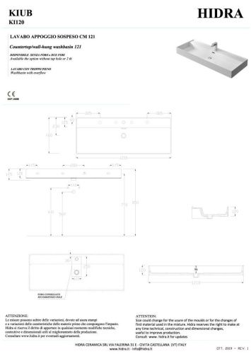 Раковина керамическая Hidra Kiub KI120/026 120х50 подвесная цвет черный 1 отверстие под смеситель - фото 2