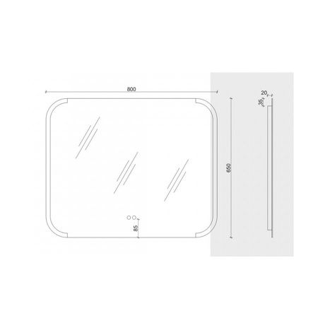 Зеркало с подсветкой и антизапотевателем Maretti Florenza FL148065P14EL 80х70 подвесное