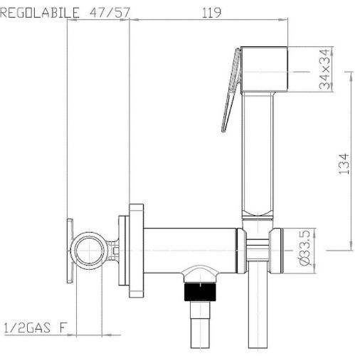 Гигиенический душ со смесителем Bossini Cube Brass E38003B.073_УЦ черный - фото 2