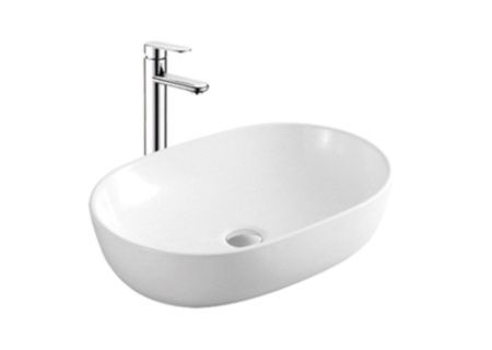 Раковина из сантехнического фарфора Sintesi SIN-LVB-APP-404 50х30 накладная цвет белый без отверстий под смеситель