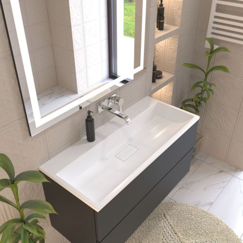 Раковина из искусственного камня Stella Polar Арта SP-00001652 90х50 встраиваемая цвет белый - фото 2