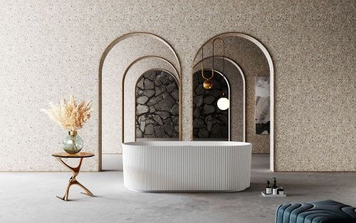 Ванна из искусственного камня Abber Stein AS9601 170х75 отдельностоящая овальная с каркасом - фото 3